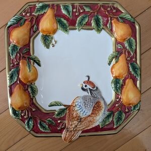 Fitz and Floyd Red and Gold Pear Quail Plate